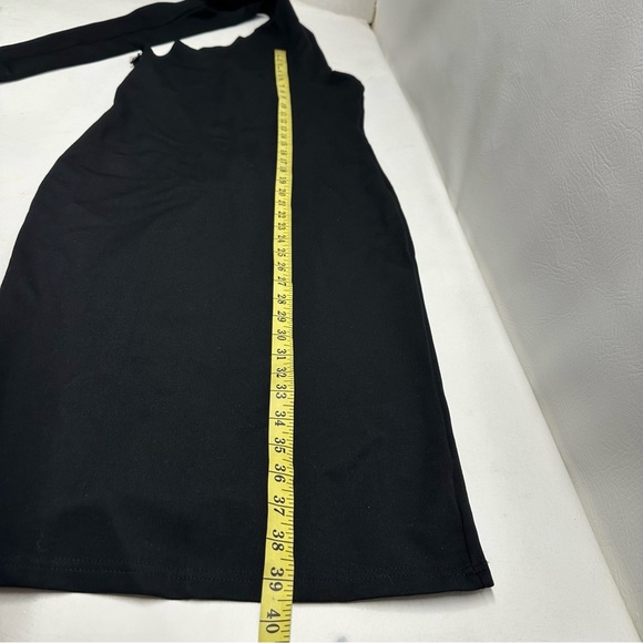NEW Alieva Dasha Black Modern One Shoulder Mini Evening Dress Stretch Size L - Picture 8 of 15